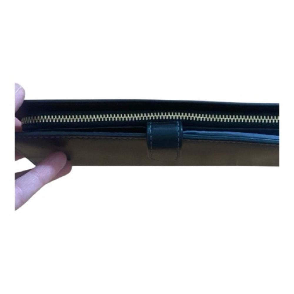NWT Coach Black Smooth Leather Slim Wallet Zip Snap Long Wallet Logo - Picture 3 of 10